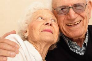 Happy elderly couple together